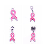 100pcs Pink Ribbon Charms for DIY Jewelry Making