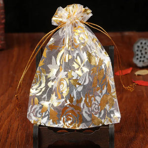 100pcs Multicolor Rose Organza Bag Wedding Jewelry Candy Pouch 17x23cm