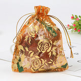 100pcs Multicolor Rose Organza Bag Wedding Jewelry Candy Pouch 17x23cm