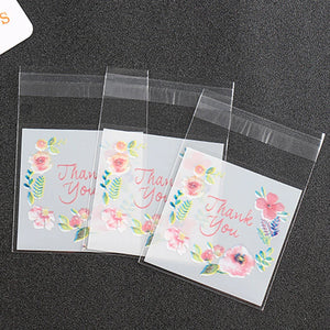 100pcs Rose Flower Square 5.5/7/10/14cm Extend OPP Plastic Gift Bag