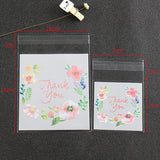 100pcs Rose Flower Square 5.5/7/10/14cm Extend OPP Plastic Gift Bag