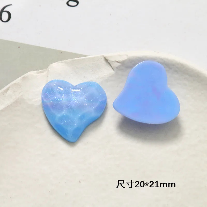 100pcs Cartoon Hearts Resin Flatback Beads DIY Jewelry Earring