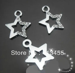 100pcs Half Rhinestones Star Pendant Charms DIY Jewelry Accessories
