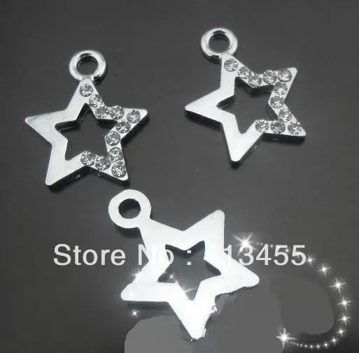 100pcs Half Rhinestones Star Pendant Charms DIY Jewelry Accessories