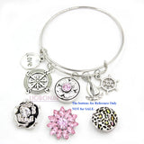10PCS Nautical Shipwheel Sailboat Charm Bracelet For Women 18mm Snap