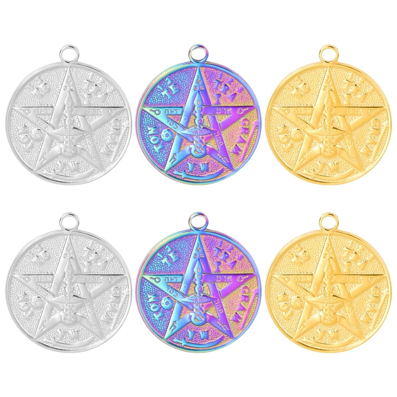 10PCS Pentagram Pendant Charms Stainless Steel DIY Necklace Supplies