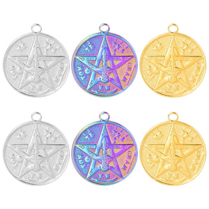 10PCS Pentagram Pendant Charms Stainless Steel DIY Necklace Supplies