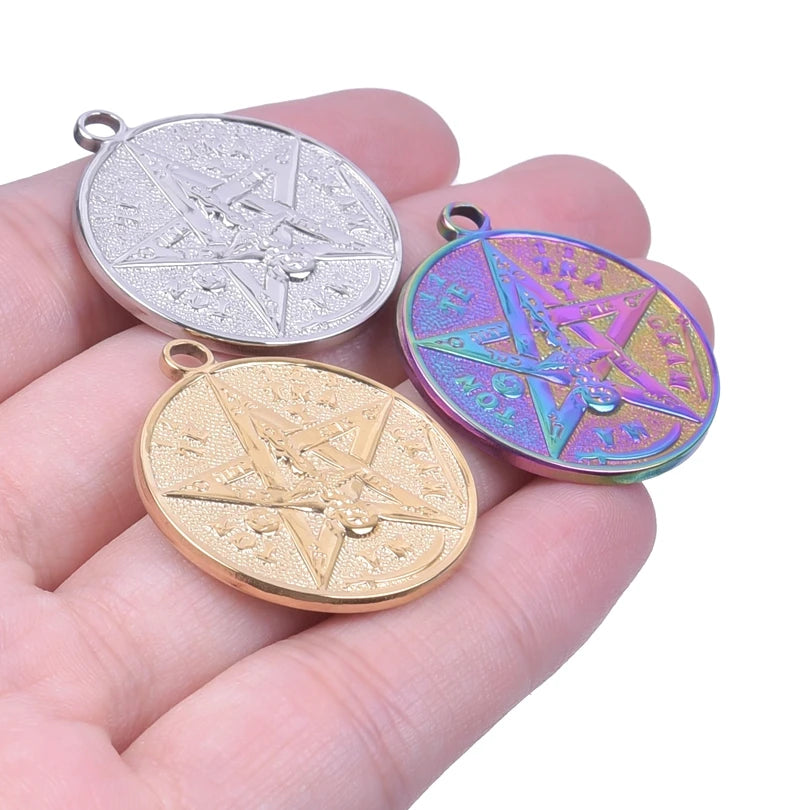 10PCS Pentagram Pendant Charms Stainless Steel DIY Necklace Supplies