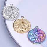 10PCS Pentagram Pendant Charms Stainless Steel DIY Necklace Supplies