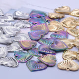10PCS Love Heart Pendant Charms Stainless Steel DIY Jewelry Necklace Supplies