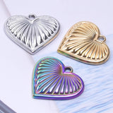 10PCS Love Heart Pendant Charms Stainless Steel DIY Jewelry Necklace Supplies