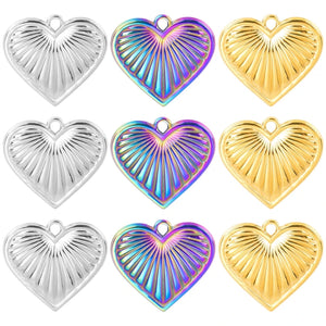 10PCS Love Heart Pendant Charms Stainless Steel DIY Jewelry Necklace Supplies