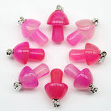 10PCS Natural Stone Pendant Crystal Stone Mixed Mushroom Pendant for DIY Jewelry