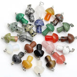 10PCS Natural Stone Pendant Crystal Stone Mixed Mushroom Pendant for DIY Jewelry