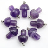 10PCS Natural Stone Pendant Crystal Stone Mixed Mushroom Pendant for DIY Jewelry