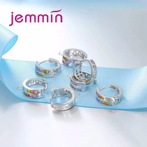 10PCS Hollow Wide Band Colorful 925 Sterling Silver Hoop Earrings