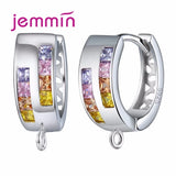 10PCS Hollow Wide Band Colorful 925 Sterling Silver Hoop Earrings