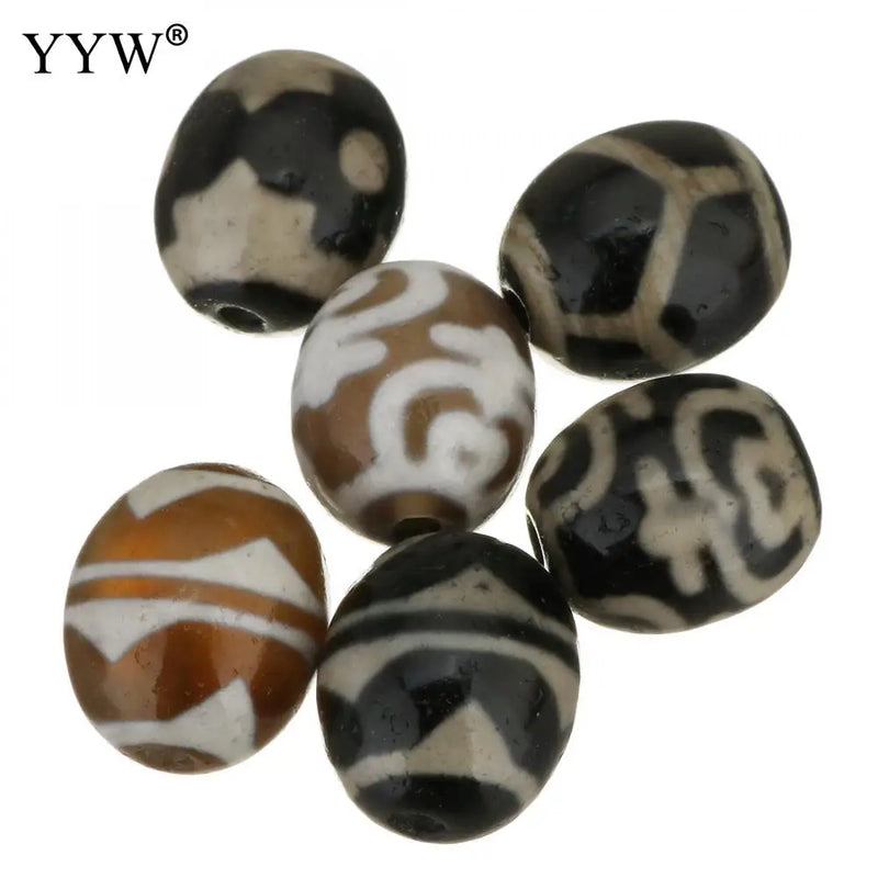 10PCs/Lot Natural Tibetan Agate Dzi Beads Oval 15x18x15mm Antique Loose Stone