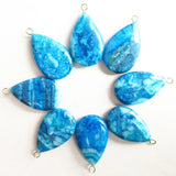 10Pcs Teardrop Crazy Lace Agate Pendant for Jewelry Making