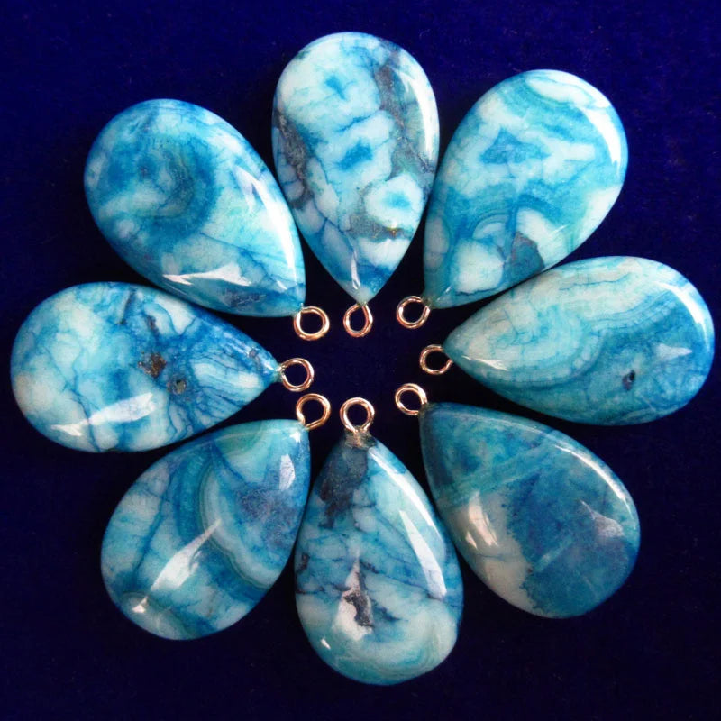 10Pcs Teardrop Crazy Lace Agate Pendant for Jewelry Making