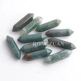 10Pcs 30x8mm Aquatic Agate Hexagonal Pillar Reiki Chakra Stone Beads