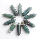 10Pcs 30x8mm Aquatic Agate Hexagonal Pillar Reiki Chakra Stone Beads