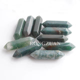 10Pcs 30x8mm Aquatic Agate Hexagonal Pillar Reiki Chakra Stone Beads