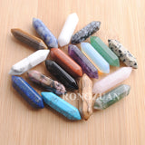 10Pcs Hexagonal Healing Pointed Reiki Chakra Gem Stone Pendant Beads