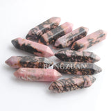 10Pcs Hexagonal Healing Pointed Reiki Chakra Gem Stone Pendant Beads