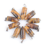 10Pcs Tiger Eye Stone Bead Charms Pendant Bullet Shape