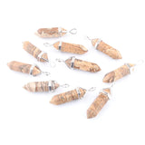 10Pcs Fluorite Pendants Natural Gem Stone Hexagonal Pillar Pendulum