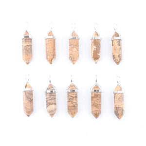 10Pcs Fluorite Pendants Natural Gem Stone Hexagonal Pillar Pendulum