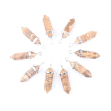 10Pcs Fluorite Pendants Natural Gem Stone Hexagonal Pillar Pendulum
