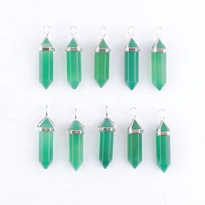 10Pcs Green Agates Natural Stone Pendant Reiki Chakra Beads