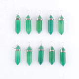10Pcs Green Agates Natural Stone Pendant Reiki Chakra Beads