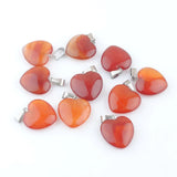 10Pcs Heart Red Agates Natural Stone Charms Pendants 20mm