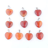 10Pcs Heart Red Agates Natural Stone Charms Pendants 20mm