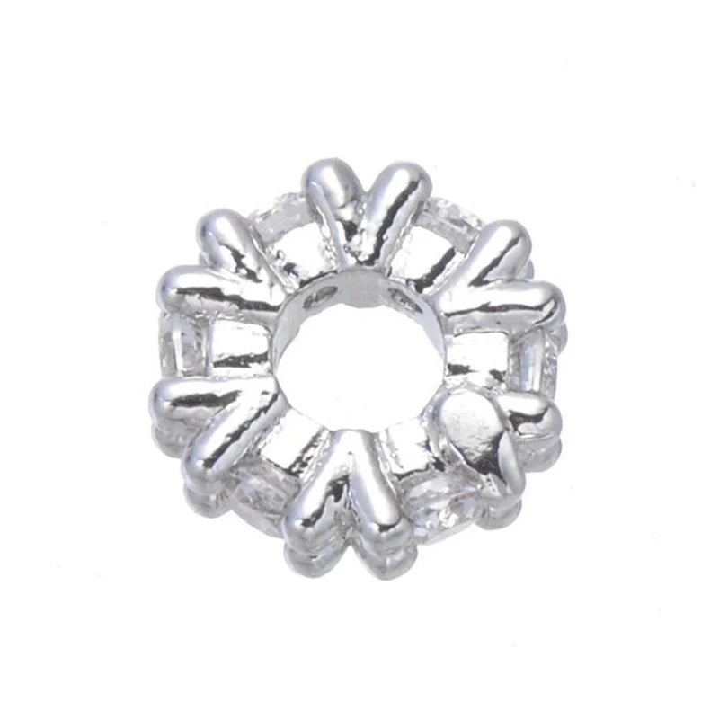 10Pcs 8mm CZ Rhinestone Spacer Beads for Jewelry Making