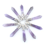 10Pcs Amethysts Hexagonal Pillar Charms Pendants Pointed Reiki Chakra Beads