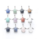 10Pcs/Lot Angel Wings Natural Stone Teardrop Pendants for Jewelry Making
