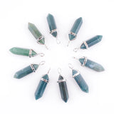 10Pcs Natural Agate Stone Pendant Hexagonal Bullet Reiki Chakra Raw Beads
