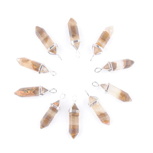 10Pcs Natural Stone Hexagonal Bullet Pendant Cherry Quartz Beads