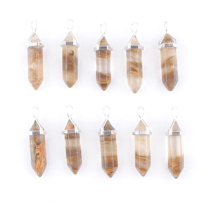 10Pcs Natural Stone Hexagonal Bullet Pendant Cherry Quartz Beads