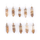 10Pcs Natural Stone Hexagonal Bullet Pendant Cherry Quartz Beads
