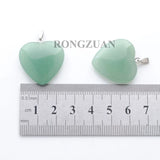 10Pcs Aventurine Stone Heart Pendants for Jewelry Making