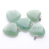 10Pcs Aventurine Stone Heart Pendants for Jewelry Making