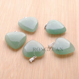 10Pcs Aventurine Stone Heart Pendants for Jewelry Making