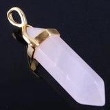 10Pcs Natural Crystal Stone Hexagonal Pendants for DIY Jewelry Making C2046