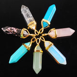 10Pcs Natural Crystal Stone Hexagonal Pendants for DIY Jewelry Making C2046