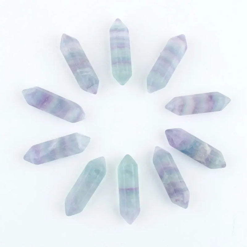 10Pcs Flourite Hexagonal Healing Pointed Chakra Pendant Beads